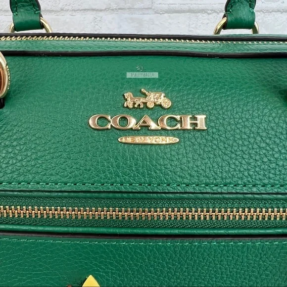 Coach Rowan Satchel With Diary Embroidery Green Multi - Picture 4 of 14